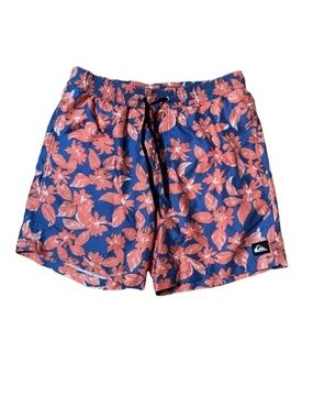 Quiksilver Blue & Coral Floral Hybrid Board Shorts Size Small